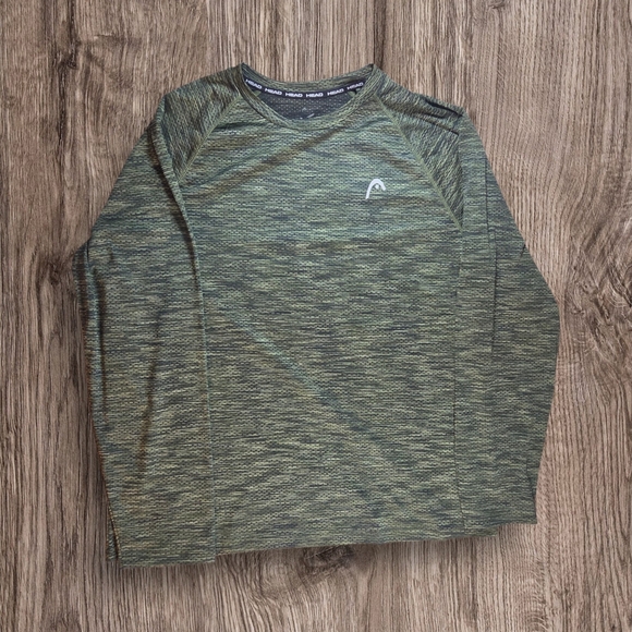 Head Olive Patterned Long Sleeve Top Size XL - Picture 1 of 5